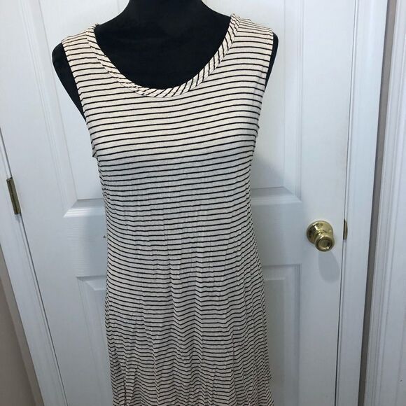 Cream and black striped tank dress size x large - Picture 1 of 8